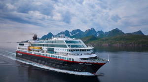 Hurtigruten ship MS Trollfjord sailing 
